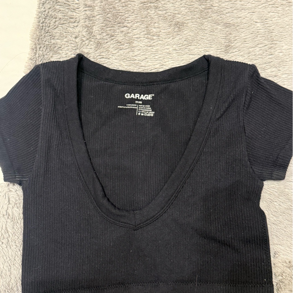Garage Black Fitted Crop Tee